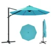 Patiowell 10ft Cantilever Patio Umbrella with Solar Light, Rotation & Tilt, Light Blue