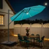 Patiowell 10ft Cantilever Patio Umbrella with Solar Light, Rotation & Tilt, Light Blue