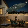 Patiowell 10ft Cantilever Patio Umbrella with Solar Light, Rotation & Tilt, Light Gray